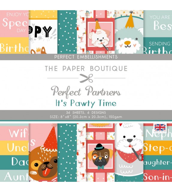 THE PAPER BOUTIQUE Perfect Partners It's Pawty Time 8x8 Inch Embellishments