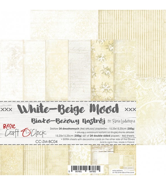 Craft o clock - Basic 04 white beige mood paper pad 15x15
