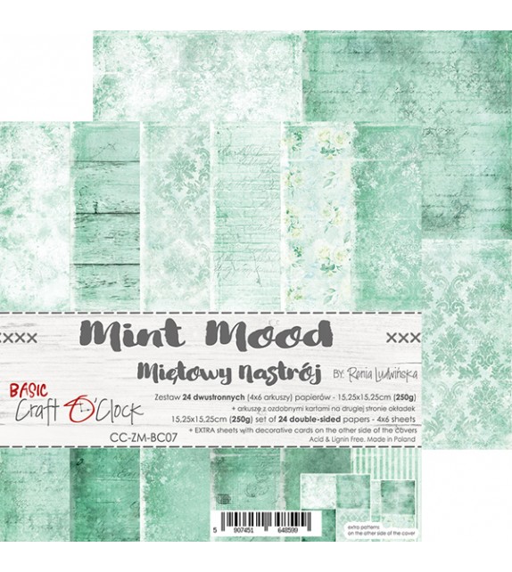 Craft o clock - Basic 07 Mint mood paper pad 15x15
