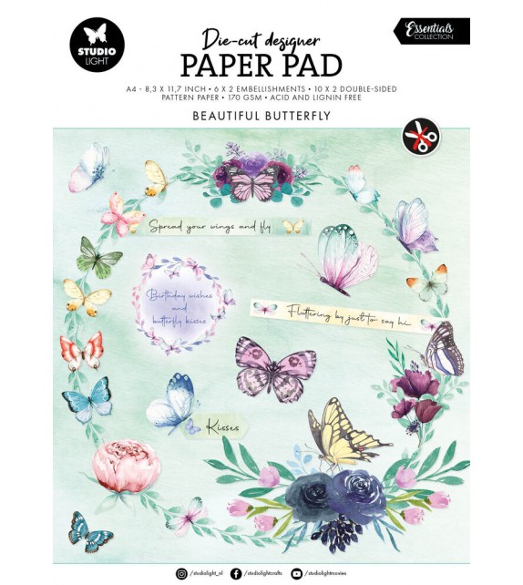 Beautiful Butterfly A4 Die-Cut Designer Paper Pad