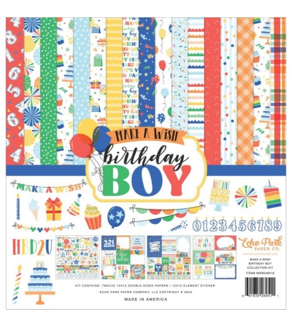 Echo Park - Make A Wish Birthday Boy 12x12 Inch Collection Kit